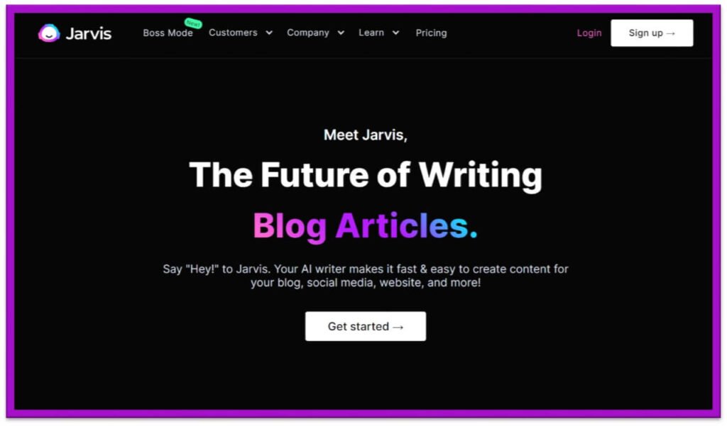 jarvis.ai home page ai copywriting tool latest image